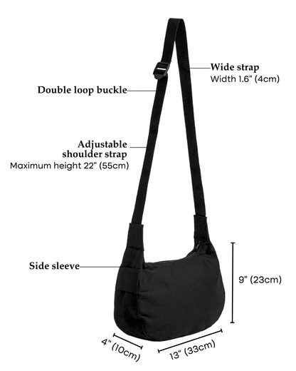 Jet Black Crescent Crossbody Bag